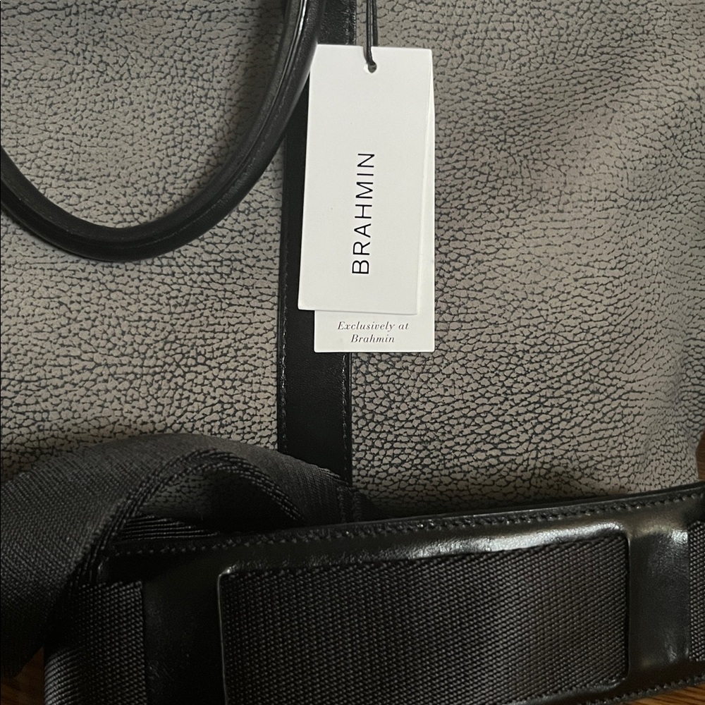 Brahmin Textured Black and Gray Handbag